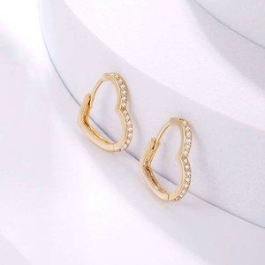 16K Gold Plated CZ Heart Earrings